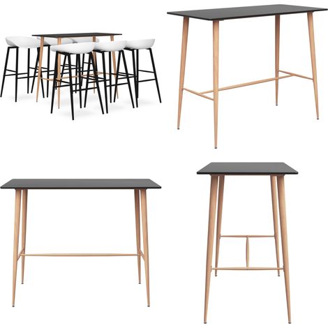 7-tlg. Bar-Set Schwarz und Weiß - Barhocker - Barset (1/5)