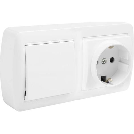 Base fija 2P+T 16A 250V con interruptor 10AX 250V blanco (1/2)