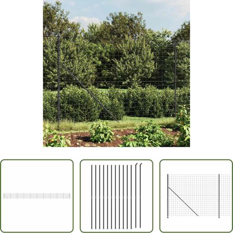 vidaXL Clôture en acier - Clôture en treillis métallique avec bride anthracite 1,6x25 m (1/5)