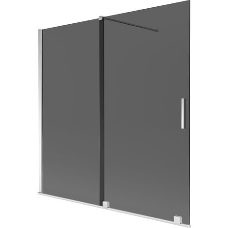 Mexen Velar Duschabtrennung für die Badewanne, 2-flügelig, 160 x 150 cm, graphit, chrom - 896-160-000-41-01 (1/2)