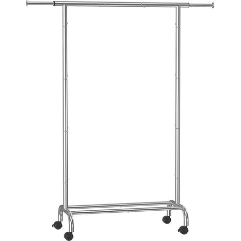Porte-manteau à roulettes portant à vêtements extensible en métal avec étagère de rangement surélevée 40 x (83-120) x 156 cm capacité totale 45 kg gris (1/2)