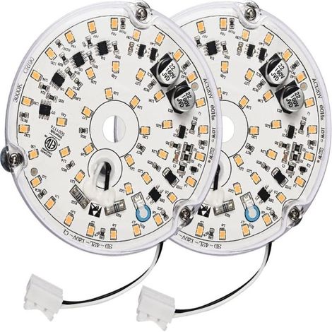 Kit de 2 ampoules LED remplaçables pour ventilateur (plafond/applique) (18 W, 120 V, 4 000 K), blanc (1/4)