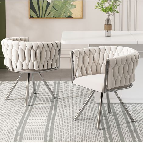 Chaise salle manger pivotante lot de 2 velours OKMYHOME (1/5)