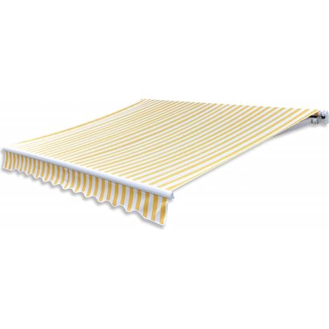 Auvent de Balcon Anti-Soleil - pliable motorisé - Auvent de jardin terrasse bistro - 400 cm Jaune/blanc Chic-569754 (1/4)