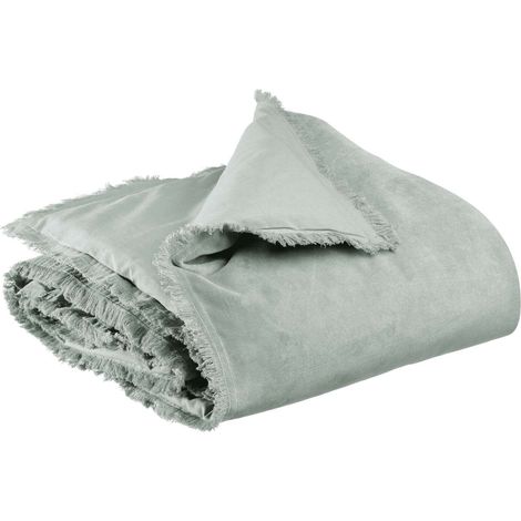 VIVARAISE - Édredon uni Vivaraise Fara - 100% coton, couleur gris argent - 85 x 200 cm (1/4)