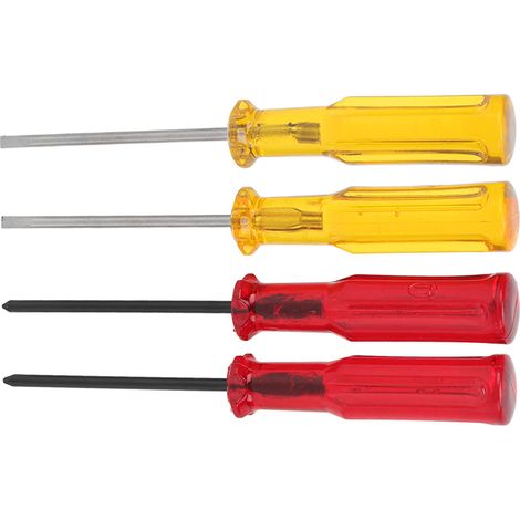 Jeu de tournevis robuste 2 plats 2 cruciformes, manche plastique acier haute dureté, usage polyvalent bricolage, outillage précis (1/5)