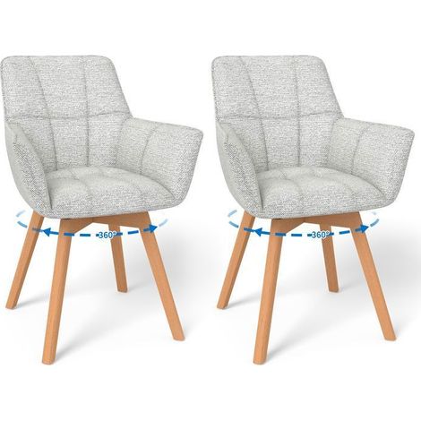 Chaises de salle à manger - WAFTING - Modèle pivotant - Lot de 2 - Accoudoirs rembourrés - Gris (1/5)