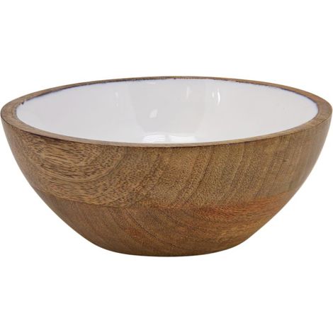 Aubry Gaspard – Saladier en manguier et résine blanche 18 cm – Hauteur 6 cm – Certification alimentaire – Lot de 4 pièces