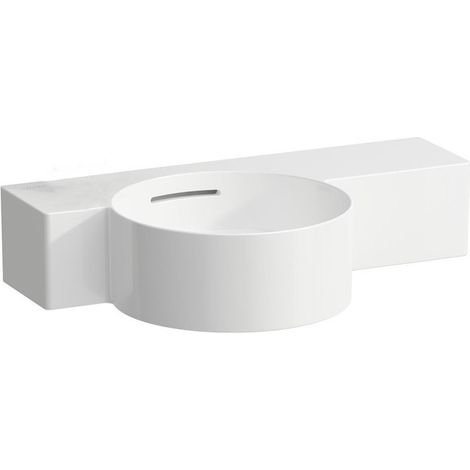 Lave-mains VAL 550 x 315 mm, sans trou pour robinetterie, avec trop-plein blanc mat LAUFEN