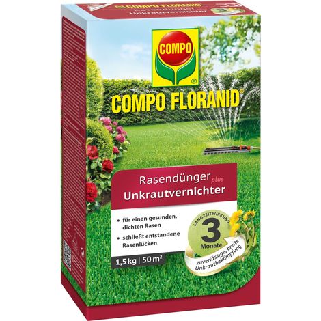 COMPO Rasendünger plus Unkrautvernichter 1,5kg für 50m² (1/3)