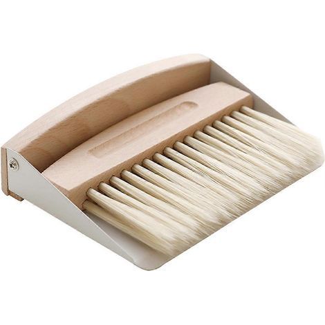 Tischbesen-Set, Mini-Kehrschaufel, kleiner Tischbesen, Tischkehrschaufel – 15,5 x 10,5 x 4 cm – Weiß (1/4)