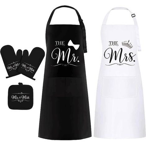 Set di grembiuli per coppie (uomo e donna), regalo di nozze per coppie, grembiuli da cucina impermeabili, grembiuli per donne e uomini, regalo perfetto (1/5)