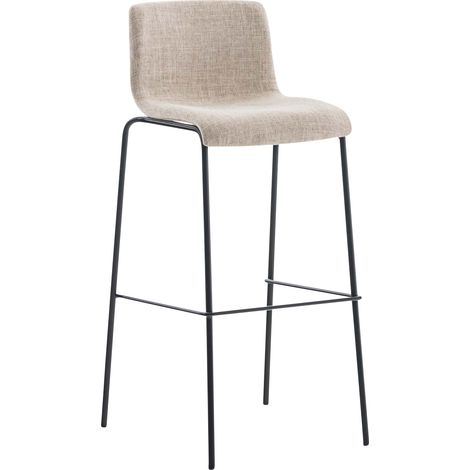 Taburete de bar x1 asiento apilable de diseño moderno en tela color crema y 4 patas de metal negro 100004954