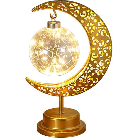 Lampe Lune, Lampe Lunaire Enchantée de Table, Lumière Croissant de Lune pour Chambre, Veilleuse Magique pour Enfants, Lampe de Table à Piles avec Lumière Galaxie Féérique, Décoration de Noël, Décorati (1/5)