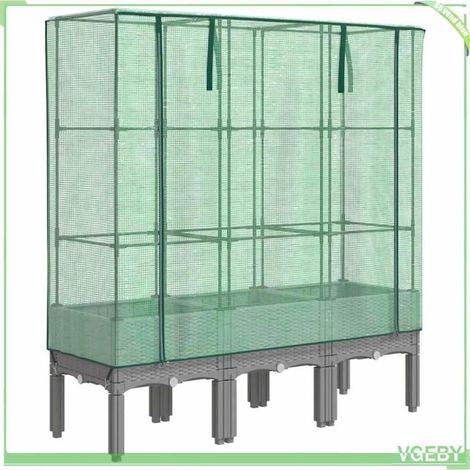Jardinière surélevée avec housse - FAFEICY - 4015862 - Aspect rotin - Gris clair - 120x40x140 cm (1/5)