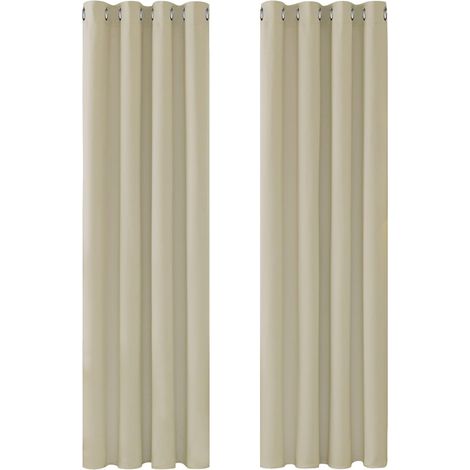 Rideaux Occultants Isolant Thermique, Rideaux pour Salon et Chambre, Design Moderne à Oeillets, 132x160 CM (Largeur x Hauteur), Beige Foncé, 2 Pièces