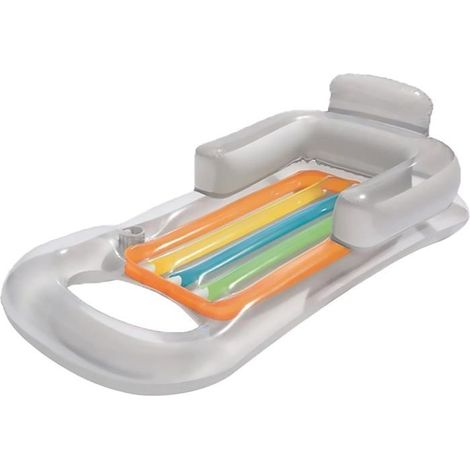 Chaise longue Premium, flotteur de piscine avec dossier et porte - gobelets, matelas de bain d'été, plage, piscine (transparente) (1/5)