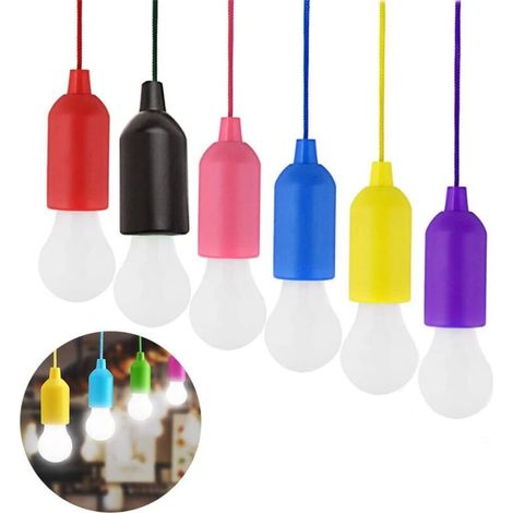 LED Pull Cord lumière, Pull Light Lampe Portable LED Cordon Ampoule 6 Couleurs pour Jardin Patio et Tente D'extérieur Intérieur éclairage (1/5)