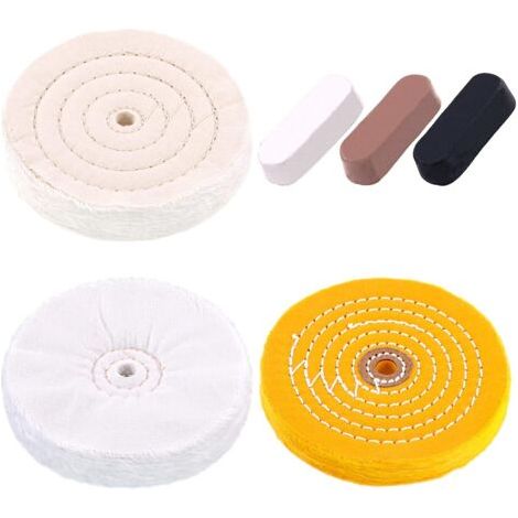 6Pcs 6 pouces Professional polissage roues de polissage avec 3 couleurs Kit de composés de polissage, y compris coton (48 plis), jaune (39 plis) et flanelle (30 plis) (1/5)