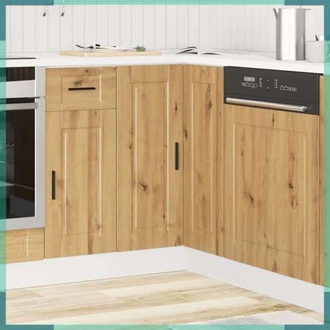 Armoire d'angle de cuisine - Porto - chêne artisanal - 75,5x75,5x81,5 cm - pieds réglables (1/5)