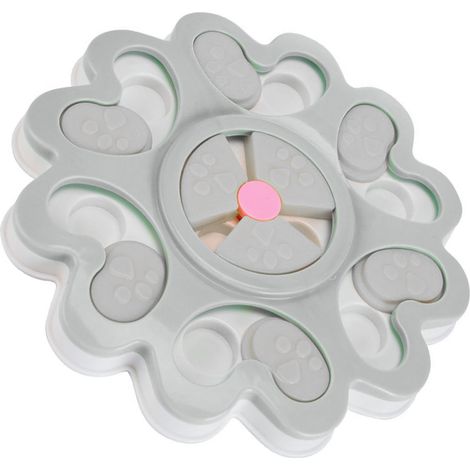 Jouet distributeur de croquettes interactif pour chiens et chats, forme mignonne, avec distributeur lent de nourriture (gris). (1/4)