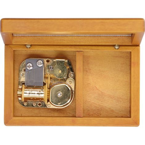 Musikalische Schmuckaufbewahrungsbox aus Holz mit Spiegel, dekorative Tischmusikbox, Naturholzfarbe, Titelmelodie „Love Story“, Geschenkidee (1/5)
