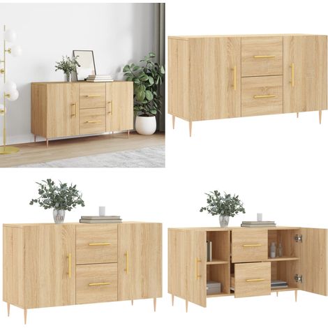 Credenza Rovere Sonoma 100x36x60 cm in Legno Multistrato - Credenza moderna - Credenza in legno multistrato