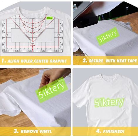T-Shirt-Lineal, Vinyl-Ausrichtungshilfe, Design-Zentrierlineal, Shirt-Messwerkzeug mit Hitzeband für Transferpresse, Sublimation, Wärmetransfer (1/5)