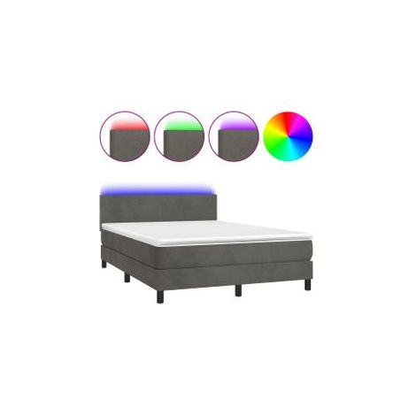 Sommier à lattes de lit avec matelas LED Gris foncé 140x200 (1/5)