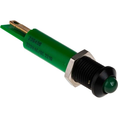 Voyant LED lumineux Vert RS PRO, dia. 8mm, 230V c.a. ( Prix pour 1 )