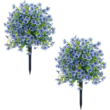 22" Artificial Outdoor Flowers with Stakes & Supports – Durable Synthetic Shrubs, Garden Decor for Farmhouse, Porch, Patio, Wedding, Long-Lasting Garden Accessory (2 Units)