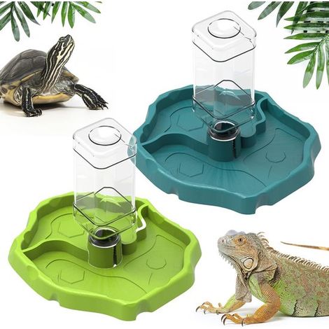 Set di fontanelle per rettili - 2 pezzi, mangiatoia per tartarughe e lucertole, piccola mangiatoia angolare per rettili, ideale per la cura degli animali domestici. (1/5)