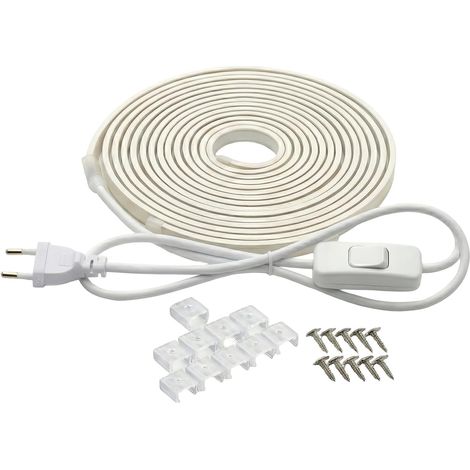 LED Strip COB 220V, High Density Kitchen LED Strip 15W/m, Waterproof IP67 Linear Light Uniform without Dots, Strip Light for Outdoor, Garden, Cornice, EU Plug (White, 1m) (1/5)