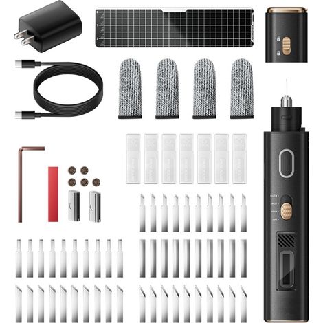 Kit de découpe ultrasonique 40 kHz, outil de découpe portatif avec 50 lames remplaçables, lampe LED, sécurité enfant, prise japonaise. (1/5)