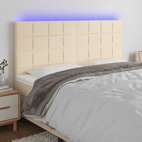 vidaXL Cabecero con luces LED tela crema 160x5x118/128 cm (1/5)