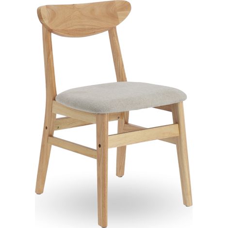 Home Heavenly® Pack de 2 sillas de Comedor Dover Estilo nórdico, Silla de Madera para Comedor Cocina Restaurante o Bar con Asien Color: Beige (1/5)