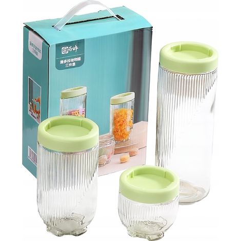 Set di 3 contenitori in vetro con coperchio, 300/600/1000 ml (1/5)