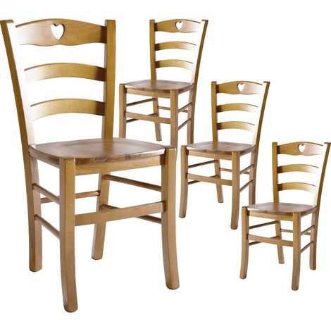 NAPLES - Lot de 4 Chaises Teinté Chêne et Assises en Bois (1/2)