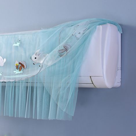 Housse anti-poussière pour climatiseur mural 1,5P - Housse de protection décorative pour climatiseur - Motif champignon et lapin blanc - Dimensions : jusqu'à 94 cm / 37 pouces (1/5)