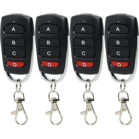 4 pièces Telecommande Universelle Portail 433 Mhz, Duplicateur Porte de Garage Telecommande à 4 Boutons, Portée 10m, Compatible avec Multiples Dispositifs (1/5)