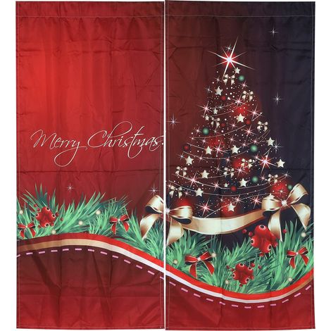 Rideau de Noël imperméable, décoration de fenêtre, ornements de Noël, décoration de Noël pour la maison et le salon, S4 150x166cm (1/5)