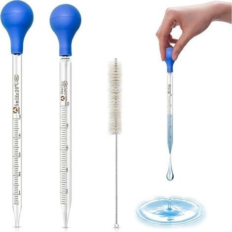 Pipettes en Verre, Pipette Graduée Compte-Gouttes Graduées Dropper pipettes Graduées Pipettes Verre Avec Brosse de Nettoyage, Pour Laboratoire recherche alimentaire école (1/5)