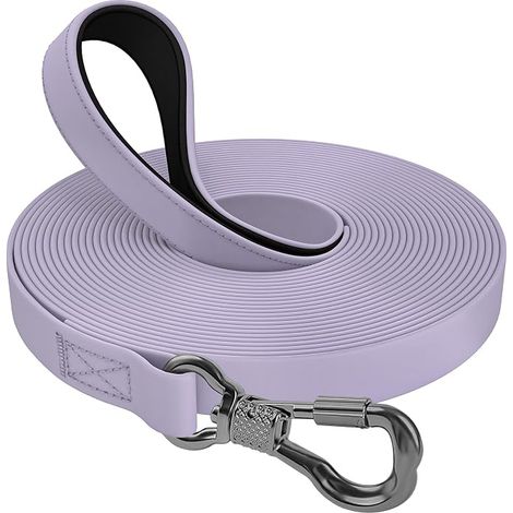XBEN Longe pour Chien, 12M Laisse de Dressage étanches pour Chiens, Laisse pour Chien avec Poignée Confort et Mousqueton Verrouillable, Longe Robuste pour Petits, Moyens et Grands Chiens, Violet (1/5)