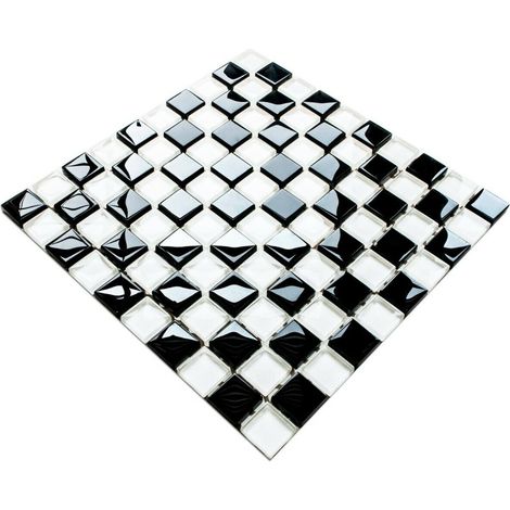 Innenmosaik aus Glas für Badezimmer Küche - 27x27cm - Check mate (1/5)