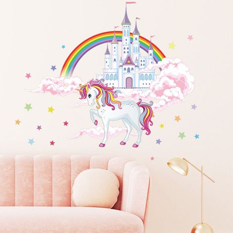 L'adesivo murale "Castello Unicorno Arcobaleno" è rimovibile.