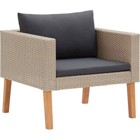Maison Exclusive - Divano da Giardino Singolo con Cuscini in Polyrattan Beige (1/5)