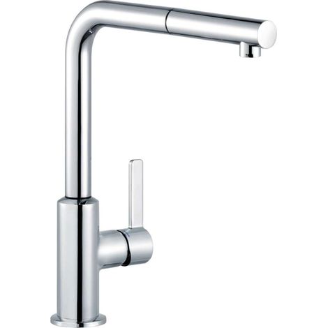 Kludi L-ine S - Miscelatore monocomando per lavello, con braccio di erogazione estraibile, cromato 408510575 (1/4)