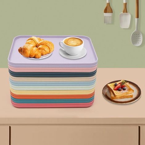 Lot de 20 plateaux de service en plastique pour cantines - Réutilisables - Pour salle à manger, café, fastfood - 31 x 22 cm (1/5)