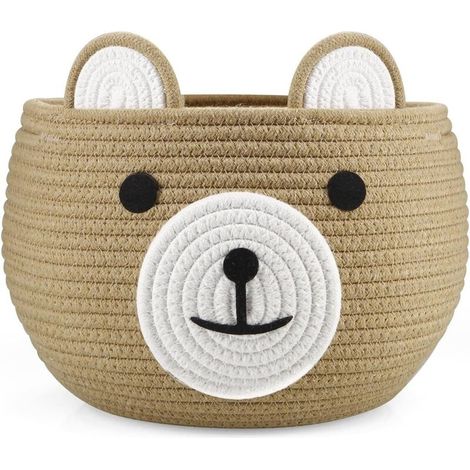 Bardusch-Panier en Corde de Coton, Panier de Rangement pour Chambre d’Enfant avec Motif Ourson, Idéal comme Coffret Cadeau Naissance (Marron) (1/5)