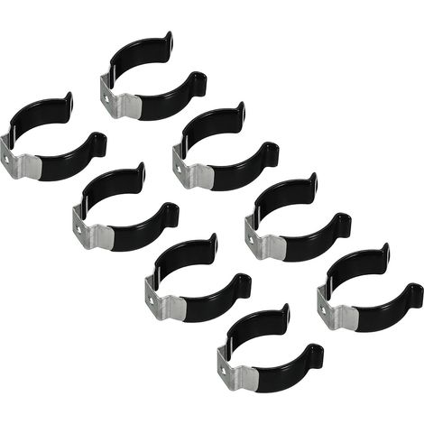 T10 U Clips Console Bracket for LED Light Bulb Mounting Console Bracket Stainless Steel Fluorescent Tube Holder Pipe Clips, Black Pack of 8 (1/5)